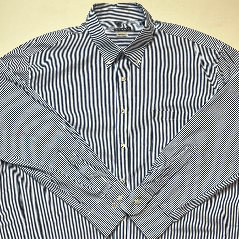 Van Heusen Blue Dress Shirt Classic Collar Long Sleeves XXL - Picture 9 of 14